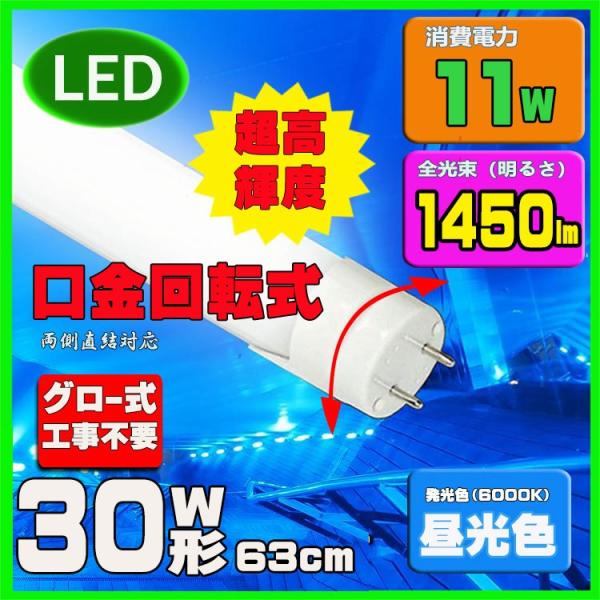 LED蛍光灯 30W 直管LED蛍光灯630mm SMD 蛍光灯  口金回転式 工事不要