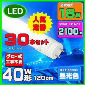 LED蛍光灯 40w形 120cm　昼光色　直管LED照明ライト グロー式工事不要G13 t8 40W型 30本セット 送料無料｜lumi-tech