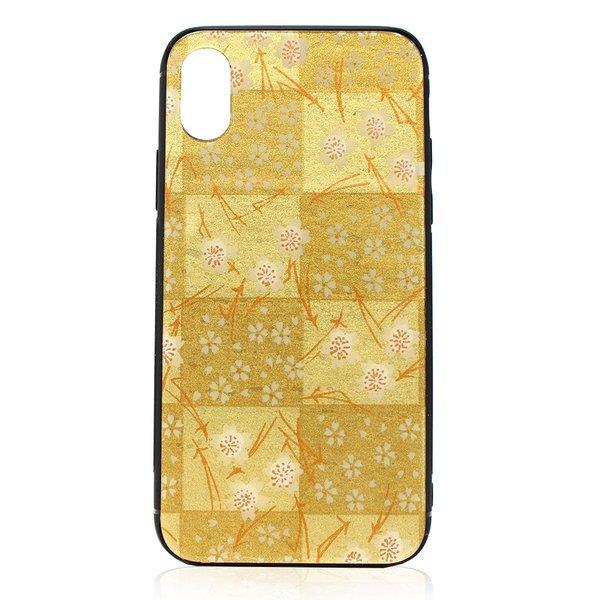 iPhone X ケース アイフォンケース 美濃和紙 日本製 金箔格子 ゴールド 和柄 スマホケース...
