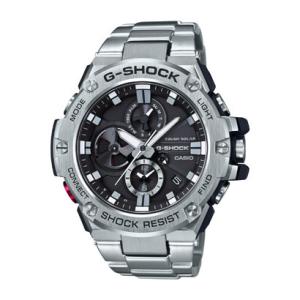 カシオ CASIO 正規品 時計 腕時計 G-SHOCK Gショック Gスチール Bluetooth タフソーラー メンズ シルバー ブラック ブランド GST-B100D-1AJF G-STEEL｜luminio