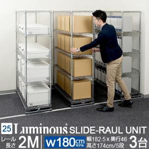 スチールラック スライドレールユニット 幅180cm 5段 ルミナスレギュラー スチール棚 業務用 大容量 棚耐荷重250kg 幅182.5×奥行46×高さ174cm NLH1818-5LR｜Luminous メーカー公式店