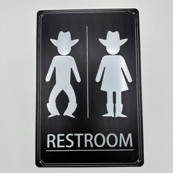 ブリキ看板 トイレ カウボーイ カウガール サイン 面白い レトロ インテリア