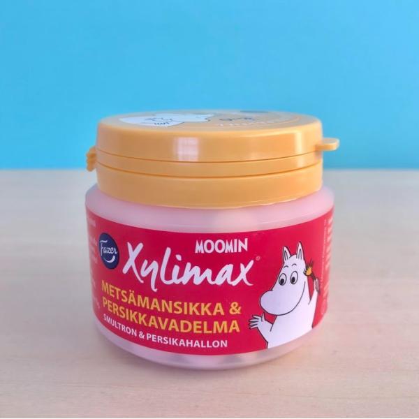 Fazer Moomin Xylimax ムーミン 木イチゴ&amp;桃ラズベリー味 トローチ 90g×1個...