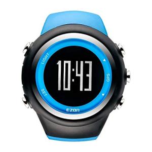 ランニングウォッチ ＧＰＳ 腕時計 デジタル ウォッチ 防水 軽量 Bluetooth搭載 歩数計 EZONT031 ブルー｜luna-luxe