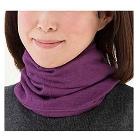 ネックウォーマー シルク綿ガーゼマスクネックウォーマー パープル ガーゼ ネコポス発送 送料無料