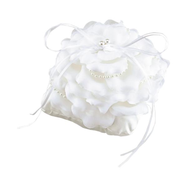 【演出用品】エンジェル・クッション フラワータイプリングピロー（ホワイト）　EN079