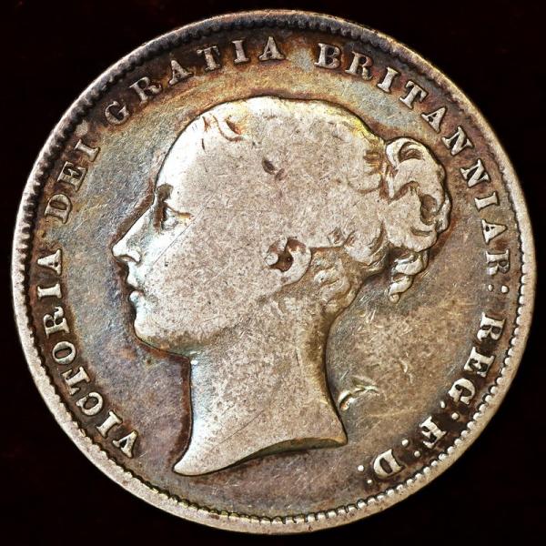 イギリス　ビクトリア　1864年　シリング銀貨