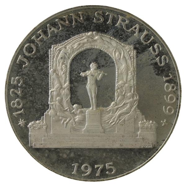 オーストリア　1975年　100シリング　ヨハン・シュトラウス生誕150周年記念　プルーフ　大型銀貨