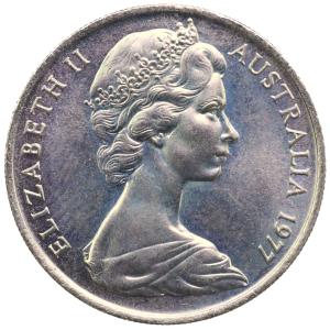 オーストラリア　1977年　ヤングエリザベス2世　10セント　白銅貨　Elizabeth II young 1977　10cent｜lunatrading