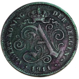ベルギー　1911年　アルベルト1世　2サンチーム　銅貨　Albert I BELGIUM　1911　2 Centimes｜lunatrading