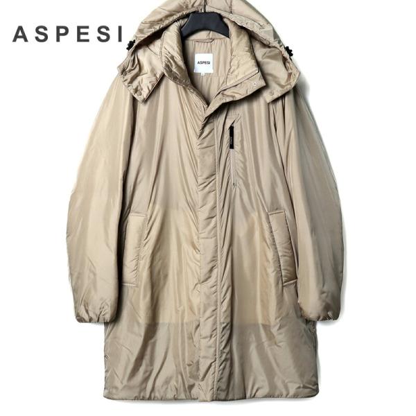 ASPESI / アスペジ 中綿入り撥水ナイロンデタッチャブルフーデッドステンカラーコート(4I10...