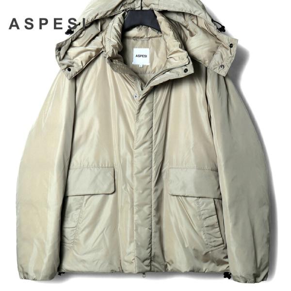 ASPESI / アスペジ 撥水高密度シャイニーナイロン比翼仕立てデタッチャブルフーデッドジャケット...