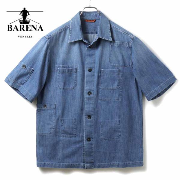 BARENA / バレナ コットンマルチポケット半袖デニムシャツ(Camicia Nodola Ho...