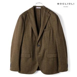 BOGLIOLI / ボリオリ製品染めウールヘリンボーンライトツイード2Bジャケット(K.JACKET)（ブラウン×ブラック）｜lunedomenica