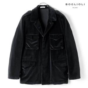 BOGLIOLI / ボリオリ製品染めコットンベロアフィールドジャケット（ブラック）｜lunedomenica