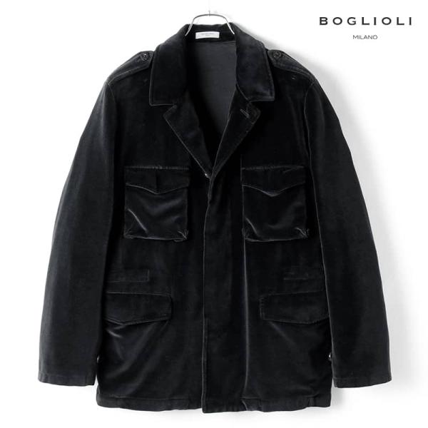 BOGLIOLI / ボリオリ製品染めコットンベロアフィールドジャケット（ブラック）