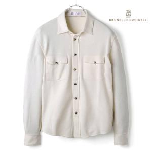 BRUNELLO CUCINELLI / ブルネロクチネリウールカシミヤシルクハイゲージウエスタンニットシャツ(M3600276)（オフホワイト）｜lunedomenica