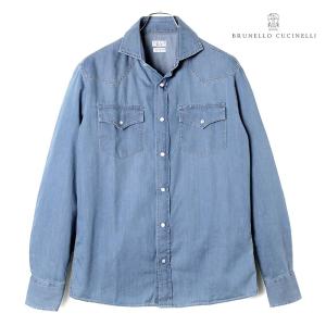 BRUNELLO CUCINELLI / ブルネロクチネリコットンライトウェイトデニムウエスタンシャツ（ライトインディゴブルー）｜lunedomenica