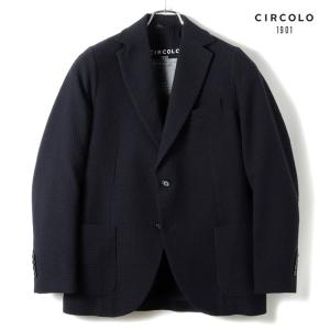 CIRCOLO1901 / チルコロ1901 ウールストレッチジャカードジャージー2Bジャケット（ネイビー）｜lunedomenica