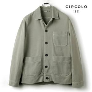 CIRCOLO1901 / チルコロ1901製品染めコットン鹿の子ワークジャケット（ライトオリーブベージュ）｜lunedomenica
