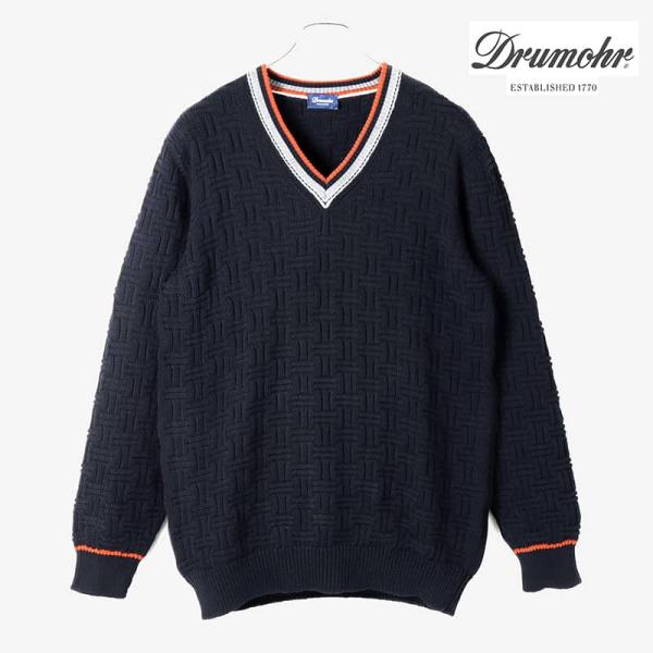 Drumohr / ドルモアコットンバスケット編みローゲージチルデンニット(D5Z481DR)（ダー...