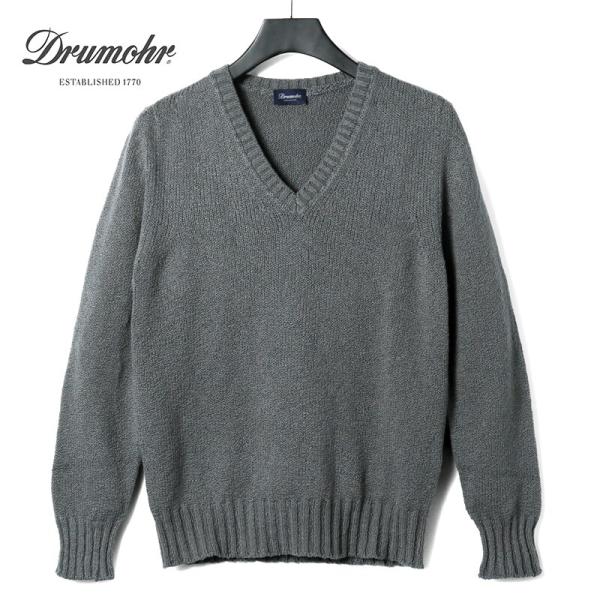 Drumohr / ドルモア Loro PianaコットンミドルゲージシームレスVネックニット(D5...