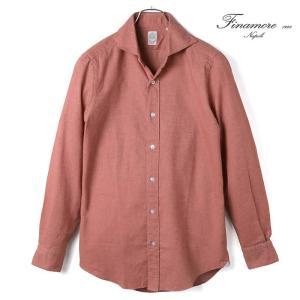 Finamore / フィナモレコットンフランネルホリゾンタルカラーシャツ(081275 TUCSON SIMONE)（ピンク）｜lunedomenica