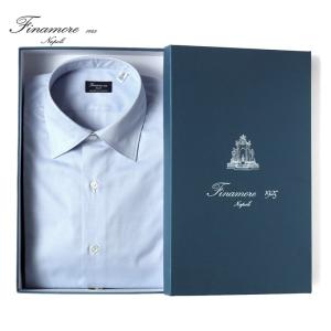 FINAMORE / フィナモレ コットンピンポイントオックスフォードセミワイドカラーシャツ(C0217 MILANO VITTORIO) （ライトブルー）｜ルネドメニカ ヤフーショッピング店