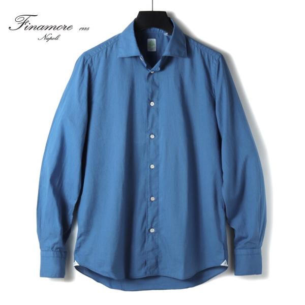 FINAMORE / フィナモレ ガーメントダイスーパーライトコットンポプリンワイドカラーシャツ(C...