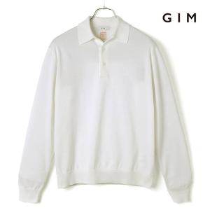 GIM / ジムシーアイランドコットン18G長袖ニットポロシャツ（ホワイト）｜lunedomenica