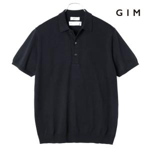 GIM / ジムアメリカンシーアイランドコットン18G半袖ニットポロシャツ（ダークネイビー）｜lunedomenica