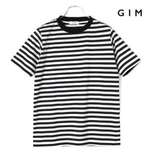 GIM / ジムウルティマコットンボーダー柄半袖クルーネックTシャツ（ブラック×ホワイト）｜lunedomenica