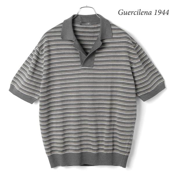Guercilena 1944 / グエルチレーナリネンコットンハイゲージボーダー柄半袖スキッパーニ...