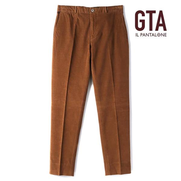 GTA / ジーティーアー製品染めリヨセルコットンストレッチ細畝コーデュロイノープリーツテーパードド...