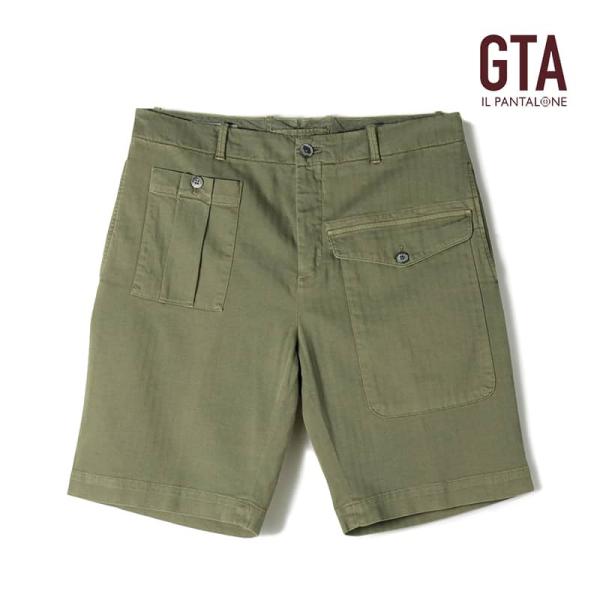 GTA / ジーティーアーガーメントダイコットンストレッチヘリンボーンミリタリーショーツ(LOREN...