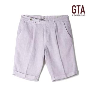 GTA / ジーティーアーガーメントダイリネンブッチャー1プリーツショーツ(BYRON SHORT/73010)（ラベンダー）｜lunedomenica