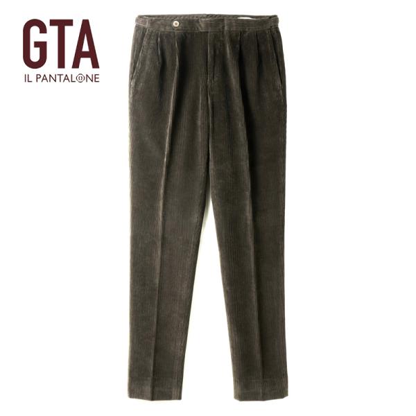 GTA / ジーティーアー コットン太畝コーデュロイサイドアジャスター付き2プリーツテーパードパンツ...