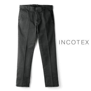 INCOTEX SLACKS / インコテックス スラックス製品染めコットンストレッチジャカードスリムテーパードパンツ(103型/TIGHT FIT)（チャコールグレー）｜lunedomenica
