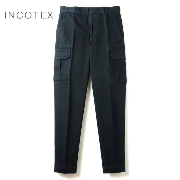 INCOTEX SLACKS / インコテックス スラックス ウォッシュドコットンギャバジンテーパー...