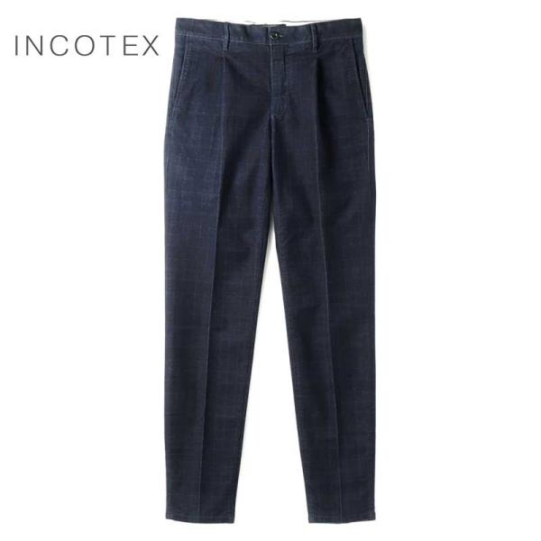 INCOTEX SLACKS / インコテックス ウォッシュドコットンストレッチピーチスキン1プリー...