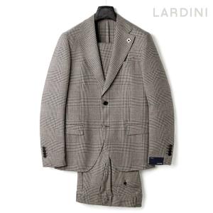 LARDINI / ラルディーニウールシルクグレンチェック柄2Bスーツ（ベージュ×ブラック×ダークピンク）｜lunedomenica