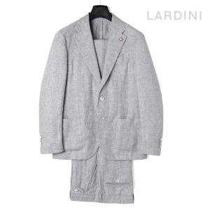 LARDINI / ラルディーニ製品洗いリネンチェック柄2Bスーツ(DYED)（グレー×ホワイト）｜lunedomenica
