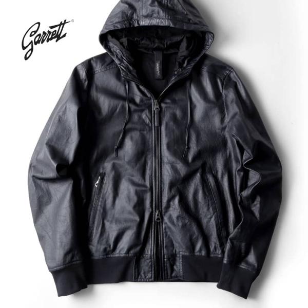GARRETT / ギャレット ウォッシュドラムナッパレザージップパーカー(1702 NAPPA W...