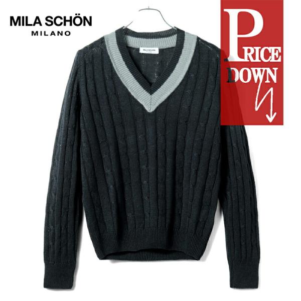 MILA SCHON MILANO / ミラ ショーン ミラノ リネンコットンケーブル編みチルデンニ...