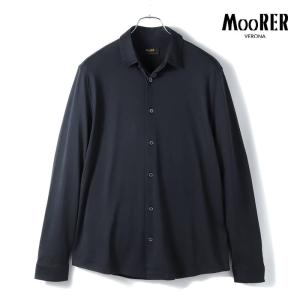 MOORER / ムーレーシルケット加工コットンジャージーシャツ(MONTALCINO-JCL)（DARK BLU）｜lunedomenica