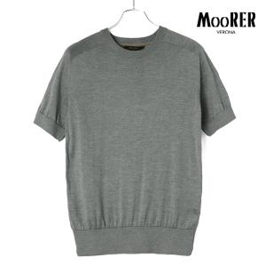 MOORER / ムーレーシルクハイゲージ半袖クルーネックニット(NORRIS-STA)（GRIGIO MELANGE）｜lunedomenica