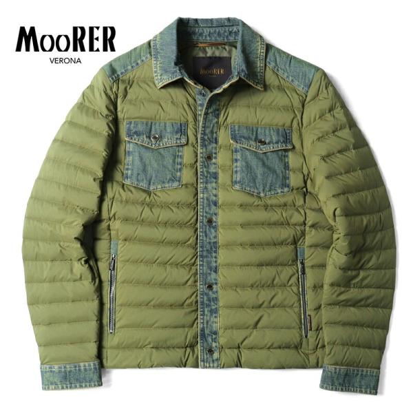 MOORER / ムーレー ストレッチナイロン×デニムGジャン型ダウンブルゾン(CRESPI-01M...