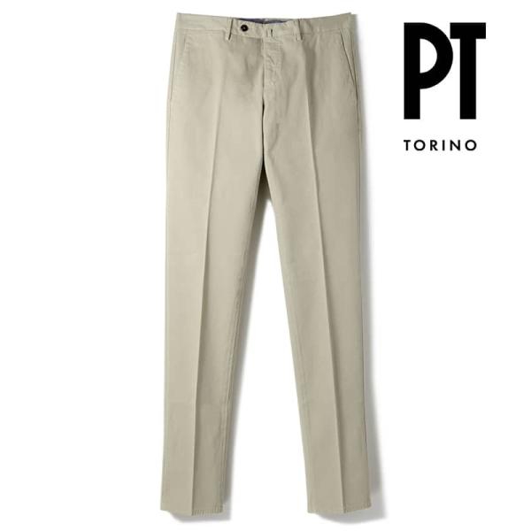 PT TORINO / ピーティートリノ製品染めコットンストレッチピケノープリーツスリムパンツ(SU...