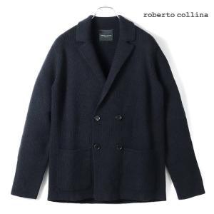 roberto collina / ロベルトコリーナウールリブ編みミドルゲージ4Bダブルニットジャケット(RM20012)（ネイビー）｜lunedomenica