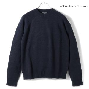 roberto collina / ロベルトコリーナウールナイロンミドルゲージクルーネックニット(RM25001)（ネイビー）｜lunedomenica